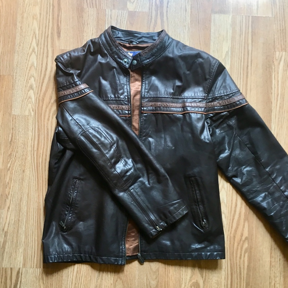 KE Handmade Leather Riding Jacket Brown